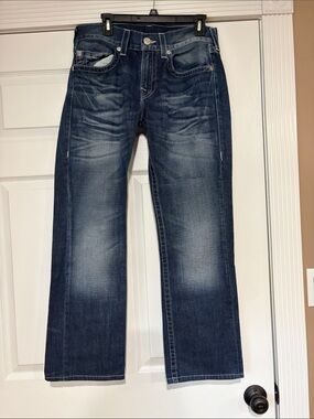 Final sale- True Relision Straight-Leg Men's Jeans in Dark Blue Wash